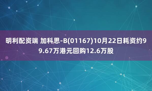 明利配资端 加科思-B(01167)10月22日耗资约99.67万港元回购12.6万股